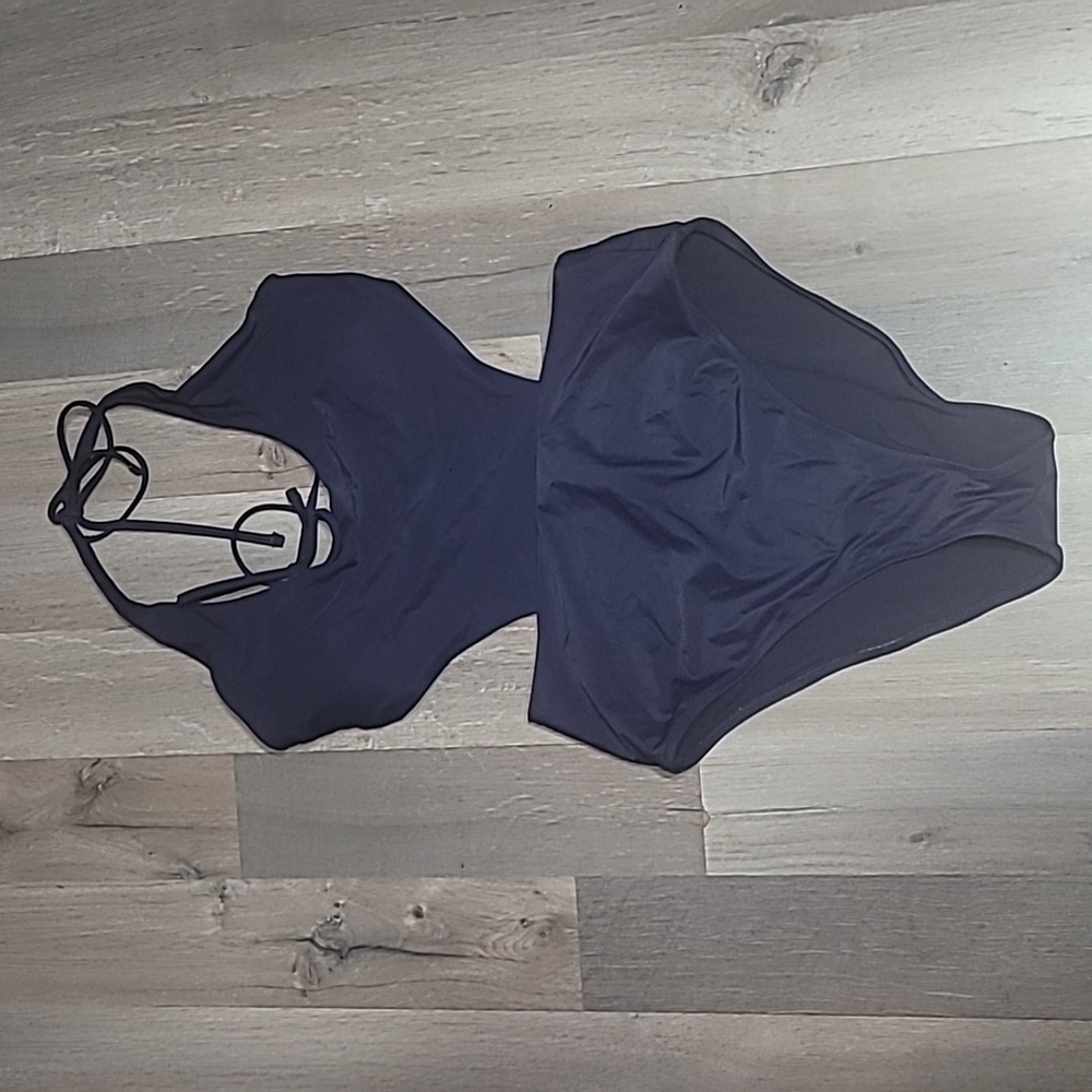 Aerie Mallot De Bain One Piece Swimsuit Navy Blue Size Large - Picture 3 of 5